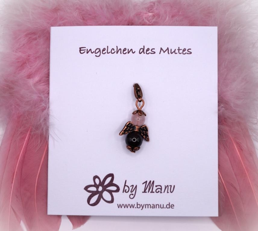 06. Engelchen des Mutes - aus Edelstein-Perlen - Rosenquarz & Granat