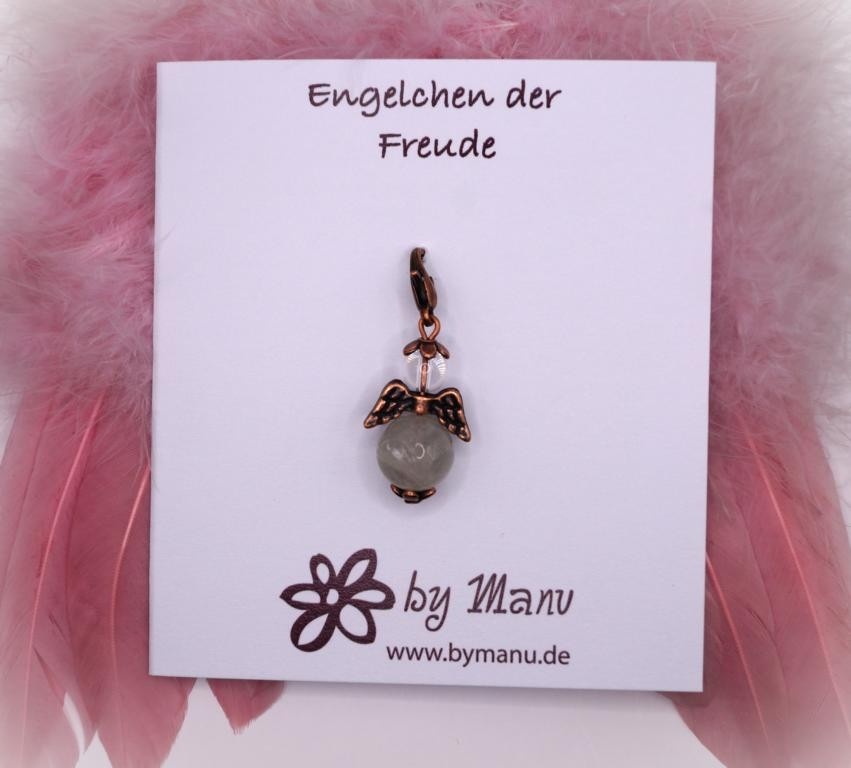35. Engelchen der Freude - aus Edelstein-Perlen - Bergkristall & Fluorit