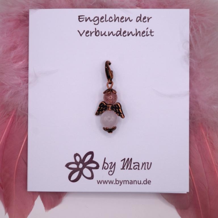 61. Engelchen der Verbundenheit - aus Edelstein-Perlen - Erdbeerquarz & Rosenquarz