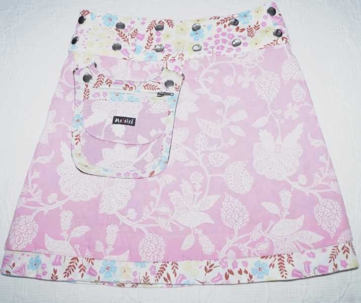 Moshiki "Mini Milk" Kinder-Wende-Wickel-Röckchen aus Baumwolle mit abnehmbarer Tasche Größe 104-152 - rosa 115/23