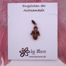 58. Engelchen der Achtsamkeit - aus Edelstein-Perlen - Erdbeerquarz 