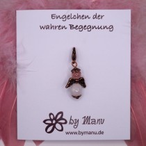 60. Engelchen der wahren Begegnungen - aus Edelstein-Perlen - Erdbeerquarz & Mondstein