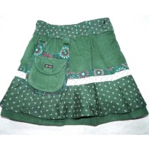 Moshiki #3 Kinder-Wickel-Wende-Röckchen Feincord mit abnehmbarer Tasche Größe 110-152 - 157/23 grün