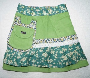 Moshiki #3 Kinder-Wickel-Wende-Röckchen Feincord mit abnehmbarer Tasche Größe 110-152 - 156/23 grün
