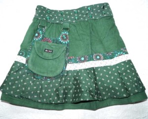 Moshiki #3 Kinder-Wickel-Wende-Röckchen Feincord mit abnehmbarer Tasche Größe 110-152 - 157/23 grün