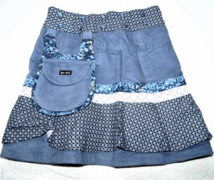 Moshiki #3 Kinder-Wickel-Wende-Röckchen Feincord mit abnehmbarer Tasche Größe 110-152 - 159/23 jeansblau