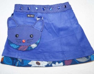 Moshiki Lollipop Hot Cookie #2 Kids Baumwoll-Babycord -  Kinder-Woll-Wickel-Wende-Röckchen  mit abnehmbarer Tasche Größe 80-128 - mit Katzen-Tasche 181/23 blau