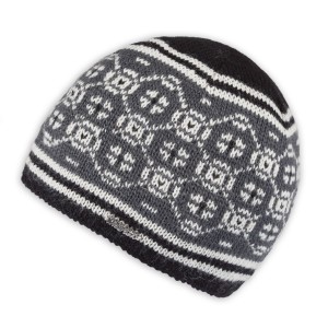 Moshiki Leena Woll-Strick-Mütze schwarz / weiß